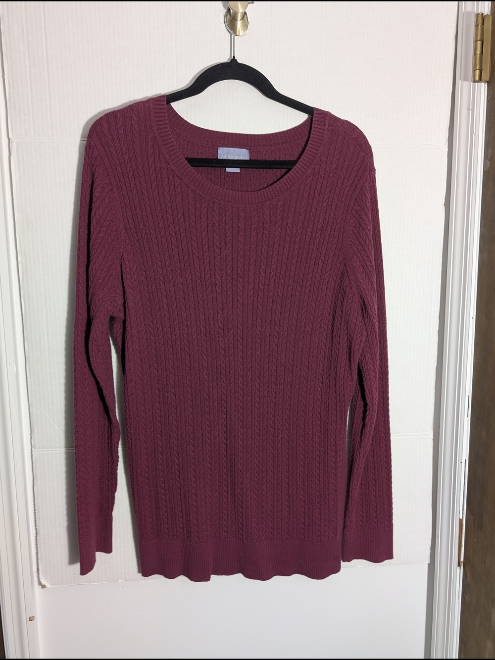 Laura Scott Woman Ribbed Crewneck Sweater in Deep Berry - Plus Size 2X